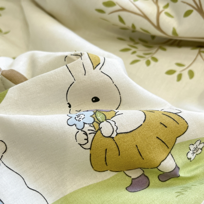 91家纺网 家纺一手货源 找家纺 菲梵家纺 2025春夏新品A类全棉喷气印花夏被 被子被芯 丛林兔