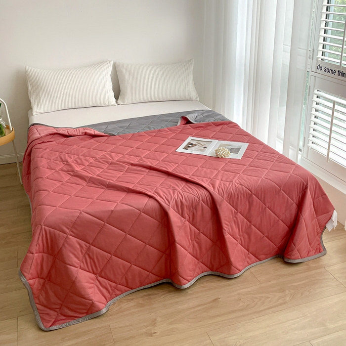 91家纺网 家纺一手货源 找家纺 富艺隆 2025新款纯色凉感丝夏被 豆沙