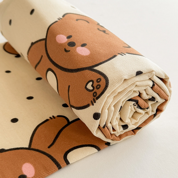 91家纺网 家纺一手货源 找家纺 晓时候 2025原棉老粗布床单凉席三件套软凉席子单床单 饼干熊