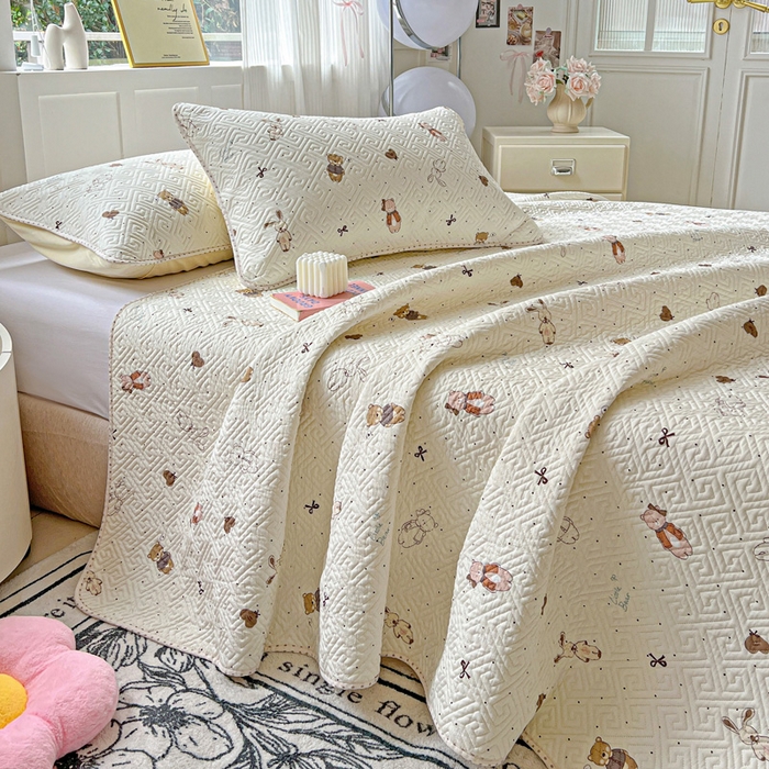 91家纺网 家纺一手货源 找家纺 羽爱家纺 2025新款A类双面全棉印花床盖套件 甜心派对