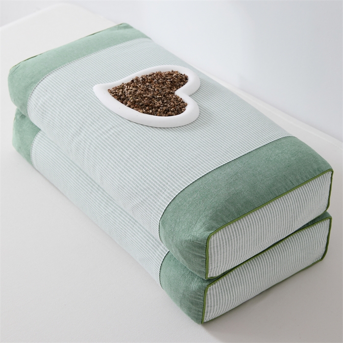 91家纺网 家纺一手货源 找家纺 大熊枕芯 2025新款水洗棉条纹荞麦枕 条纹宫廷-绿20*50*8cm/只