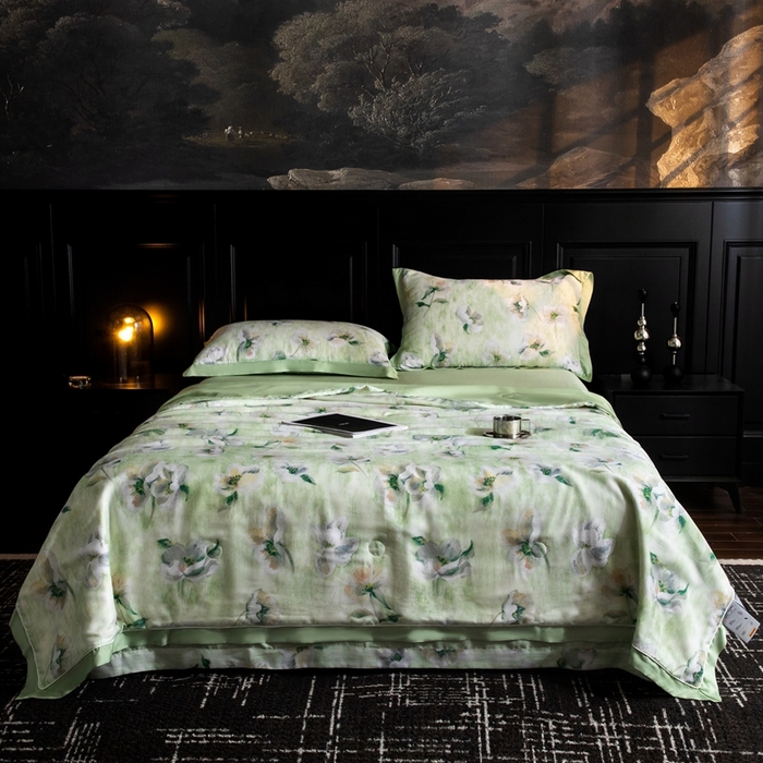 91家纺网 家纺一手货源 找家纺 （总）金喜 2025新款天丝夏被夏凉被薄被子套件数码印花夏被四件套