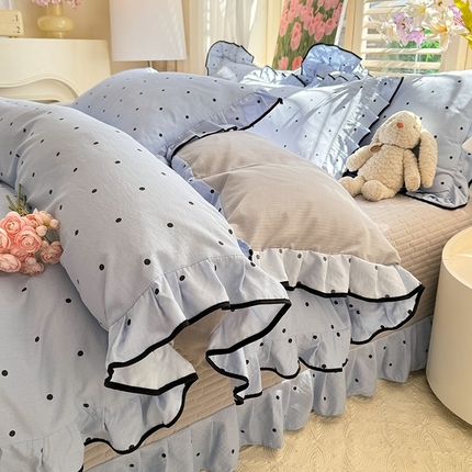 91家纺网 家纺一手货源 找家纺 （总）韩约家纺 2025新款1皱皱纱时尚花边款四件套