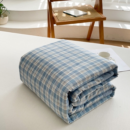 91家纺网 家纺一手货源 找家纺 青螺家纺 2025全棉水洗棉格子双面色织新疆棉花被AB版夏凉空调被 乔志兰