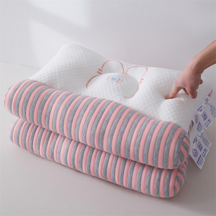 91家纺网 家纺一手货源 找家纺 大熊枕芯 2025新款刺绣款情侣枕 刺绣款情侣枕-粉中枕一只