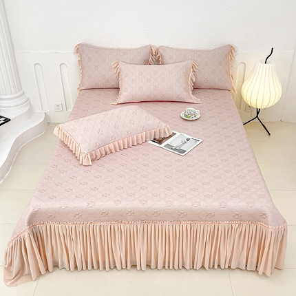 91家纺网 家纺一手货源 找家纺  （总）金绣美居 2025新款中分子凉感席  复合三明治冰感凉席三件套-四叶草