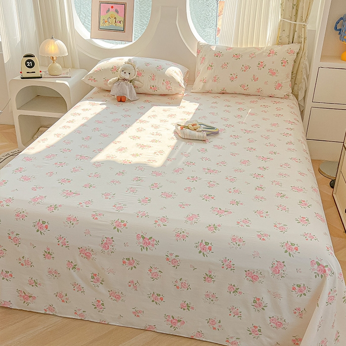 91家纺网 家纺一手货源 找家纺 眠帛家居 2025新款A类水洗皱皱纱印花床单 浪漫