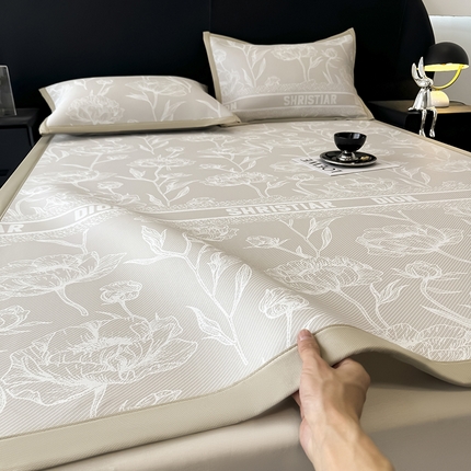 懒猫家纺 2025春夏新款PE凉感提花床席款床笠款凉席 欧洛莎 床席款