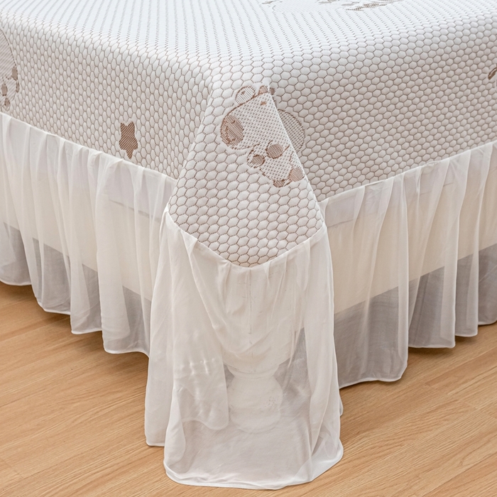 91家纺网 家纺一手货源 找家纺 春寻家纺 2025新款凉豆豆冰丝凉席席子-床裙款 卡皮巴拉-咖