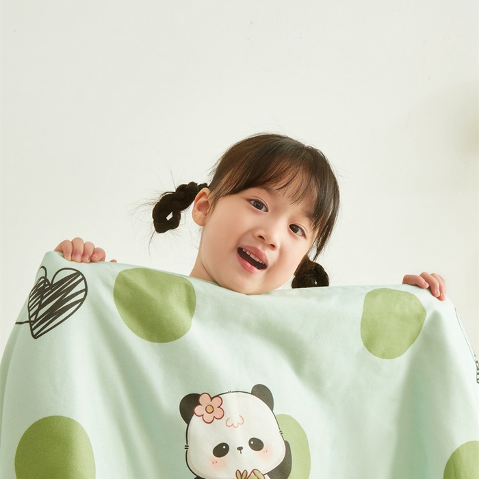 91家纺网 家纺一手货源 找家纺 艾佳宝贝 2025新款A类全棉纯棉儿童单枕套多尺寸可拆式枕头 lucky 熊猫