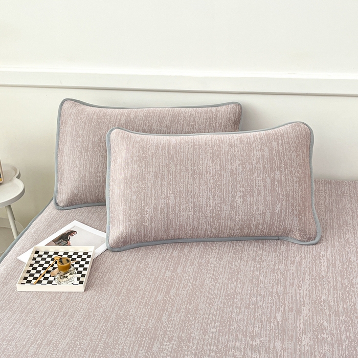 91家纺网 家纺一手货源 找家纺 子曰 2025新款高定版A类PE聚乙烯凉感凉席提花凉席床笠 千鸟格-紫