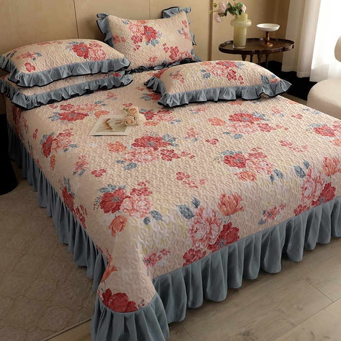 91家纺网 家纺一手货源 找家纺 金盛皇朝家纺 2025新款田园风水洗棉床盖四件套系列 绮梦风雅