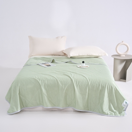 91家纺网 家纺一手货源 找家纺 晚爱  2025A类氨纶凉感天丝夏被纯色印花冰淇淋夏凉被可机洗空调被 CS果绿