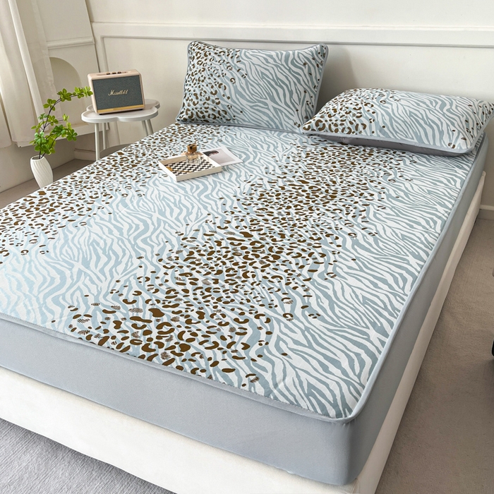 91家纺网 家纺一手货源 找家纺 子曰 2025新款高定版A类PE聚乙烯凉感凉席提花凉席床笠 魅野-蓝