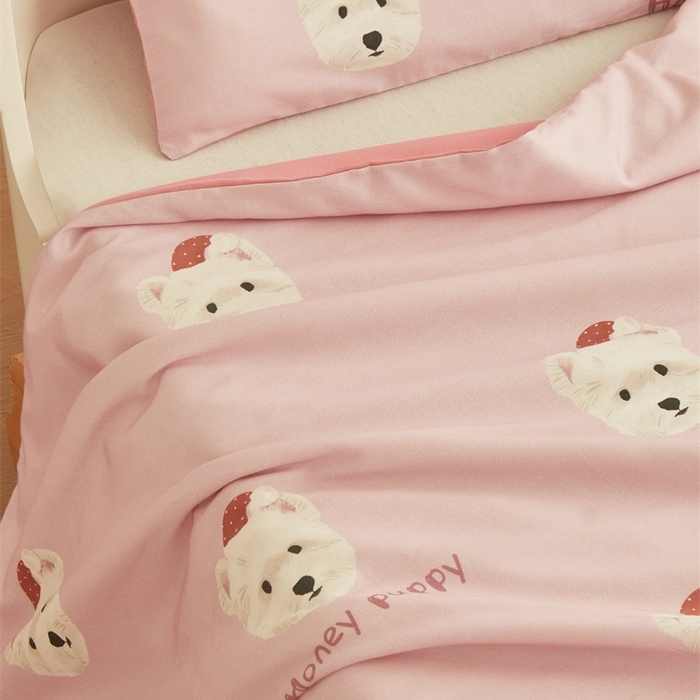 91家纺网 家纺一手货源 找家纺 艾佳宝贝 2025新款A类全棉纯棉儿童单枕套多尺寸可拆式枕头 乖萌小狗