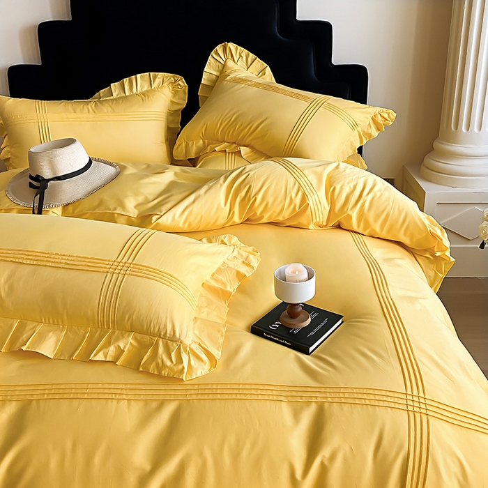 91家纺网 家纺一手货源 找家纺 （总）花香四季家纺 2025新款全棉13376公主风纯棉法式手工立体线条四件套