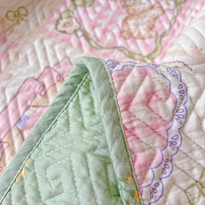 91家纺网 家纺一手货源 找家纺 羽爱家纺 2025新款A类双面全棉印花床盖套件 彩虹蛋糕