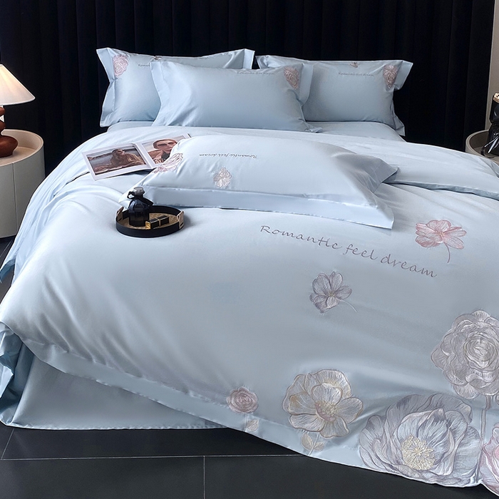 91家纺网 家纺一手货源 找家纺 优悦生活馆 2025新款全棉长绒棉四件套-梦想花园 梦想花园-海峰蓝