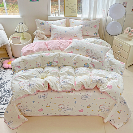 91家纺网 家纺一手货源 找家纺 （总）羽爱家纺 2025新款A类双面全棉印花床盖套件