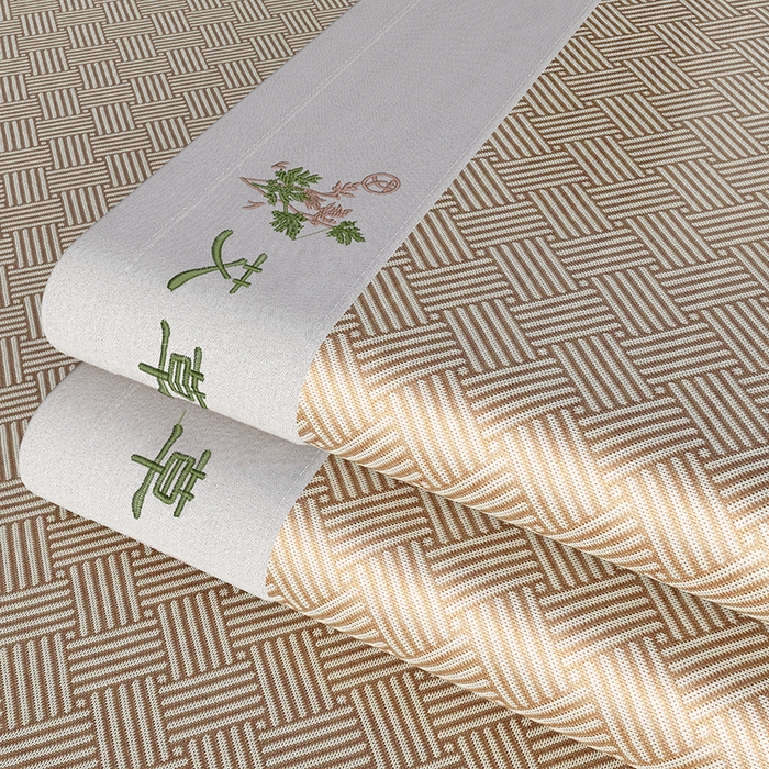 91家纺网 家纺一手货源 找家纺 席之家 2025新款凉感艾草冰藤席凉席席子 饼干花-咖色