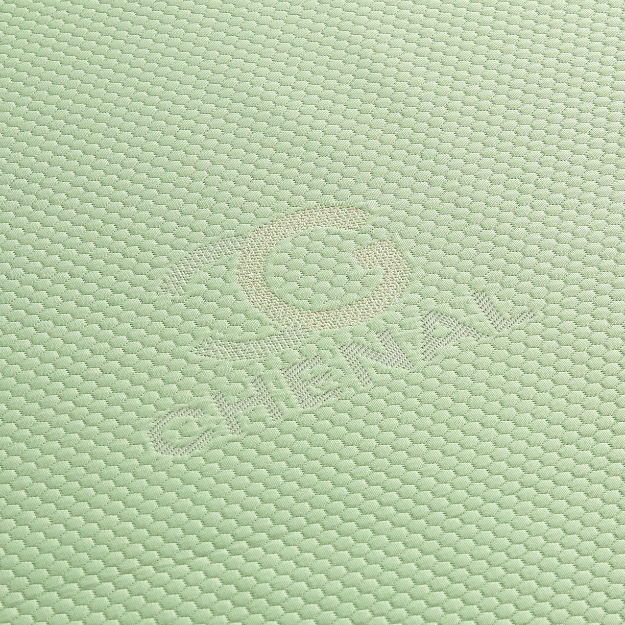 91家纺网 家纺一手货源 找家纺 青雅席业 2025年新款凉感因子母婴级凉感丝豆豆席床裙款 床裙香奈儿-水绿