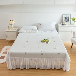 91家纺网 家纺一手货源 找家纺 春寻家纺 2025新款凉豆豆冰丝凉席席子-床裙款 卡皮巴拉-灰,卡皮巴拉-灰