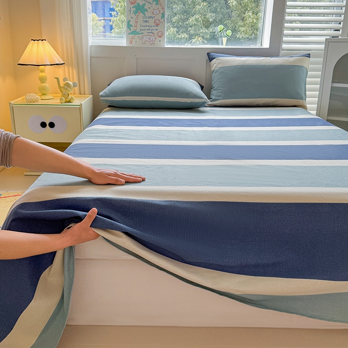 91家纺网 家纺一手货源 找家纺 晓时候 2025原棉老粗布床单凉席三件套软凉席子单床单 简语