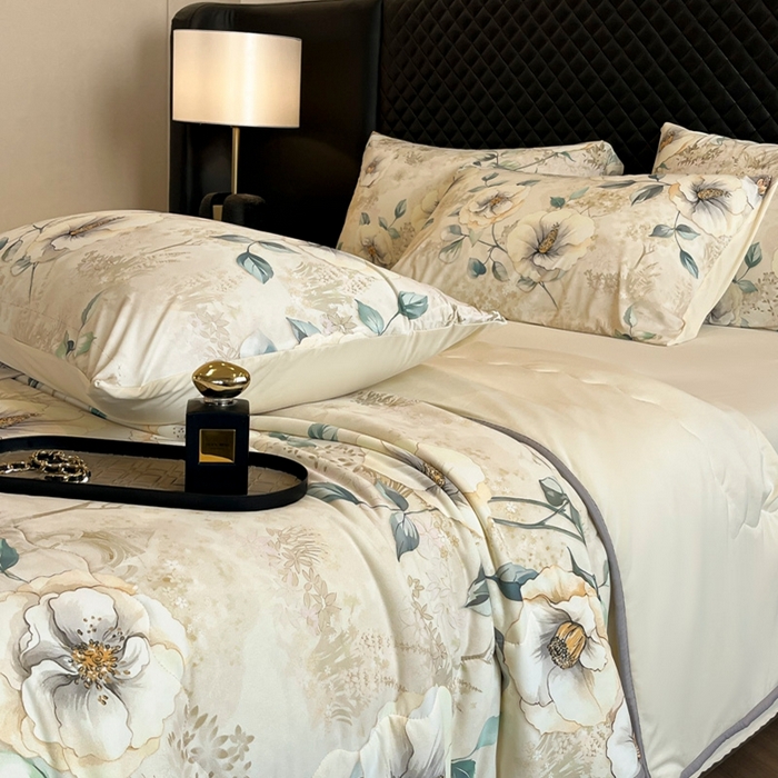 91家纺网 家纺一手货源 找家纺 花满路 2025新款成人夏被 月华