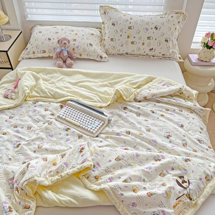 91家纺网 家纺一手货源 找家纺 富艺隆 2025新款水洗棉印花夏被 小豆喵