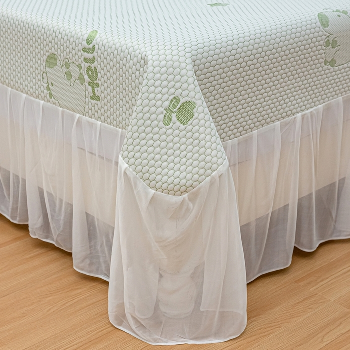 91家纺网 家纺一手货源 找家纺 春寻家纺 2025新款凉豆豆冰丝凉席席子-床裙款 卡皮巴拉-绿