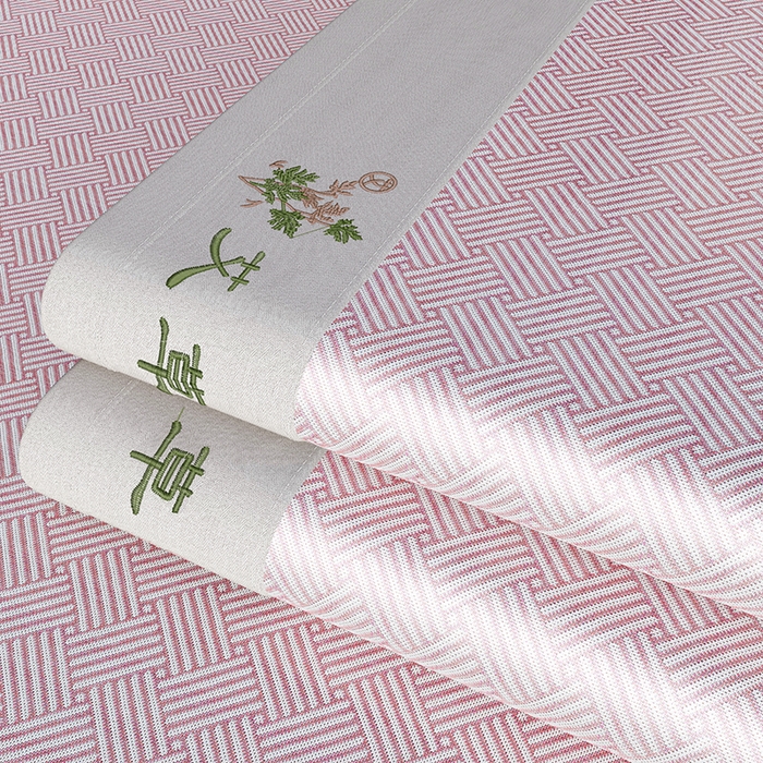 91家纺网 家纺一手货源 找家纺 席之家 2025新款凉感艾草冰藤席凉席席子 饼干花-粉色