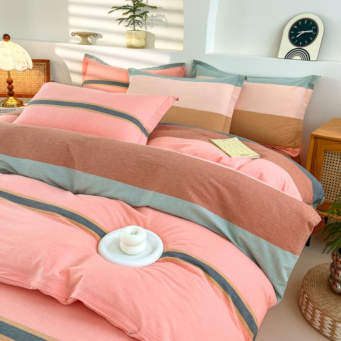 91家纺网 家纺一手货源 找家纺 金窝窝家纺 2025新款纯棉水洗棉四件套 巴黎彩格