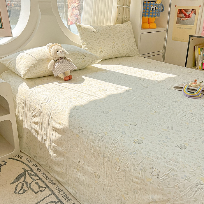 91家纺网 家纺一手货源 找家纺 （总）眠帛家居 2025新款A类水洗皱皱纱印花床单