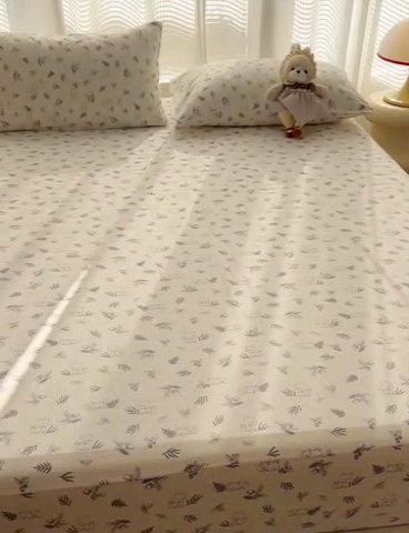 91家纺网 家纺一手货源 找家纺 眠帛家居 2025新款A类水洗皱皱纱印花床笠 可爱小狸