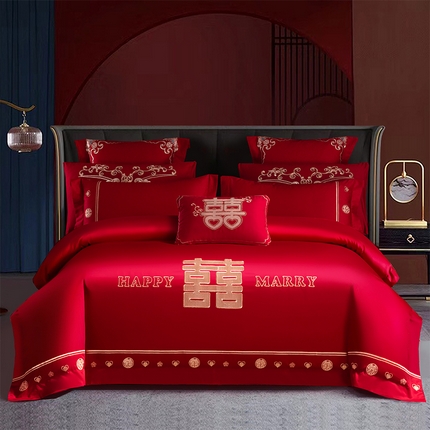 91家纺网 家纺一手货源 找家纺 （总） 博之洋 2025新款全棉长绒棉婚庆刺绣四件套多件套系列