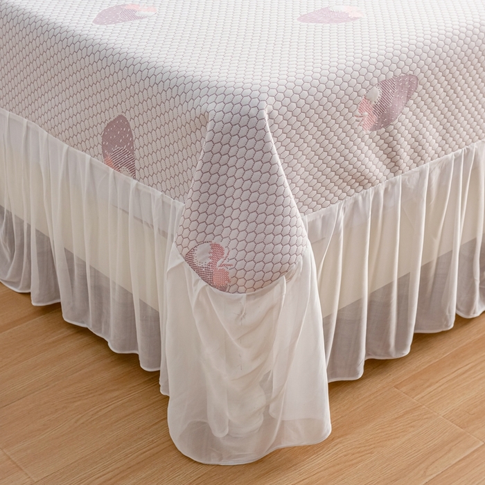 91家纺网 家纺一手货源 找家纺 （总）春寻家纺 2025新款凉豆豆冰丝凉席席子-床裙款