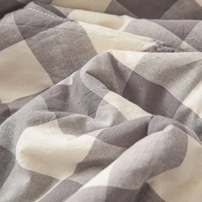 91家纺网 家纺一手货源 找家纺 创优家纺 2025新款无印风格子新疆棉夏被空调被纯棉花被夏被子薄被芯水洗棉包检测 灰中格