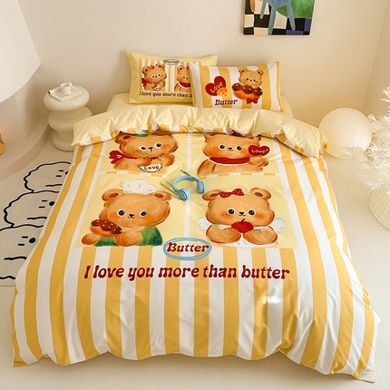 2025新款全棉大版卡通数码印花纯棉四件套 小熊派对