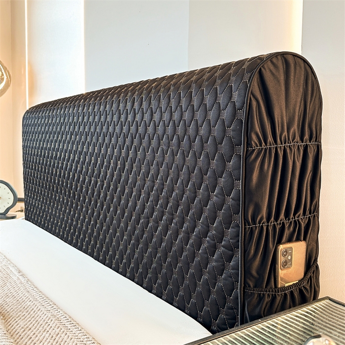 91家纺网 家纺一手货源 找家纺 情恒家纺 2025夏季款亮光布加厚双面用床头罩 静谧黑