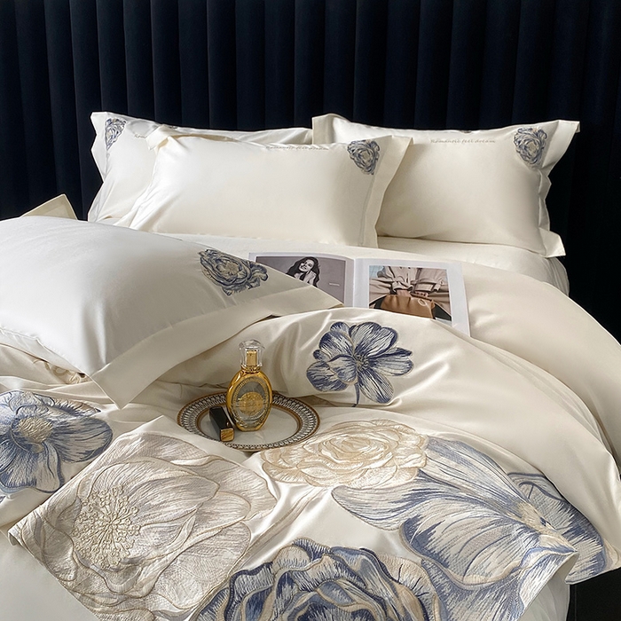 91家纺网 家纺一手货源 找家纺 优悦生活馆 2025新款全棉长绒棉四件套-梦想花园 梦想花园-云朵白