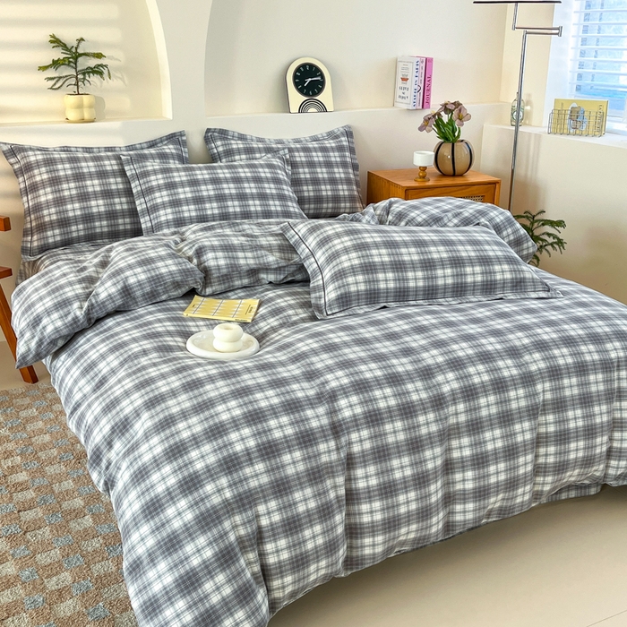 91家纺网 家纺一手货源 找家纺 金窝窝家纺 2025新款纯棉水洗棉四件套 爱锦灰