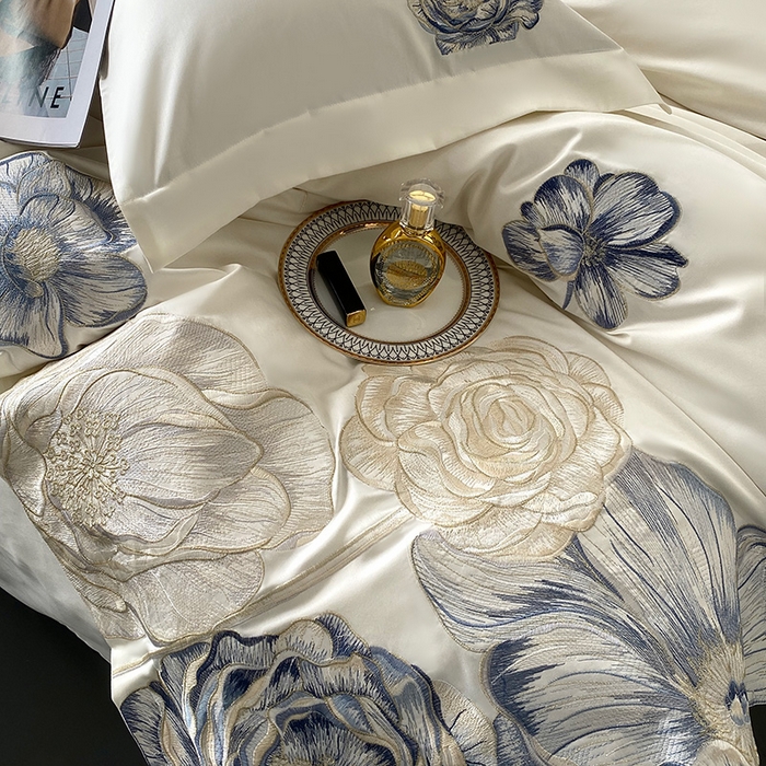 91家纺网 家纺一手货源 找家纺 优悦生活馆 2025新款全棉长绒棉四件套-梦想花园 梦想花园-云朵白