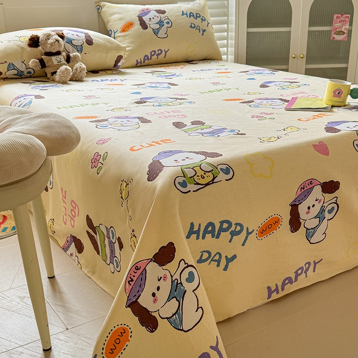 91家纺网 家纺一手货源 找家纺 晓时候 2025原棉老粗布床单凉席三件套软凉席子单床单 酷狗