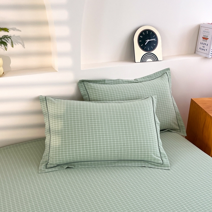 91家纺网 家纺一手货源 找家纺 金窝窝家纺 2025新款纯棉水洗棉四件套 春意盎然淡绿色