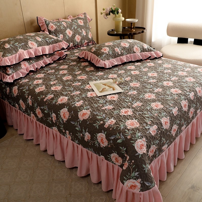 91家纺网 家纺一手货源 找家纺 金盛皇朝家纺 2025新款田园风水洗棉床盖四件套系列 暮色花市