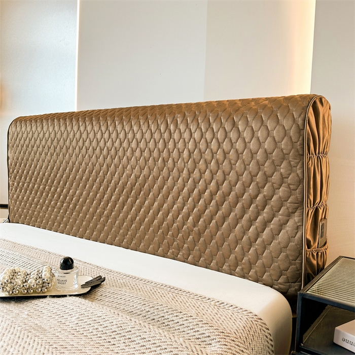 91家纺网 家纺一手货源 找家纺 情恒家纺 2025夏季款亮光布加厚双面用床头罩 00焦糖色