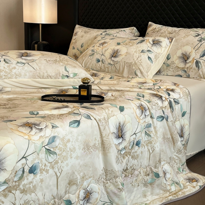 91家纺网 家纺一手货源 找家纺 花满路 2025新款成人夏被 月华