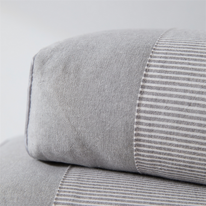 91家纺网 家纺一手货源 找家纺 大熊枕芯 2025新款水洗棉条纹荞麦枕 条纹宫廷-灰20*50*8cm/只