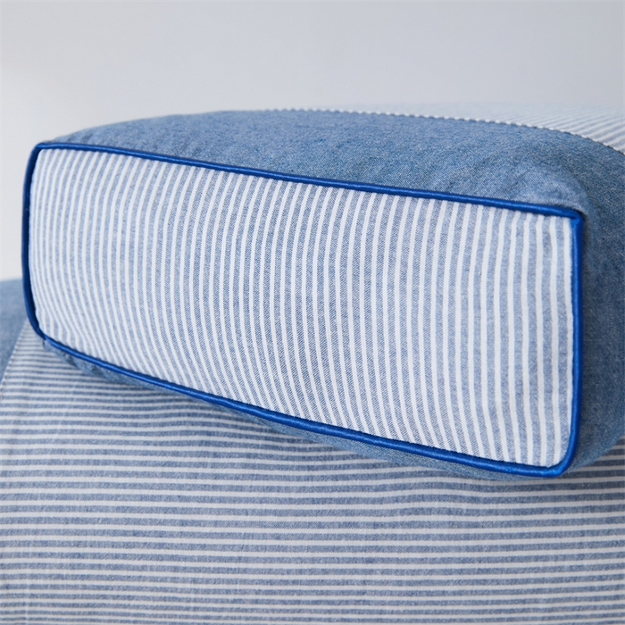 91家纺网 家纺一手货源 找家纺 大熊枕芯 2025新款水洗棉条纹荞麦枕 条纹宫廷-蓝20*50*8cm/只