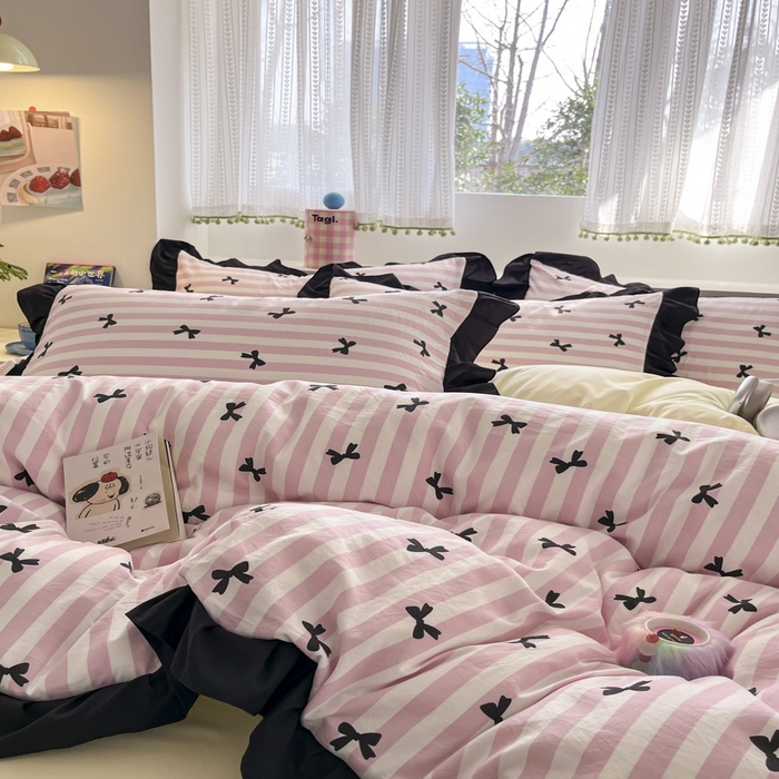 91家纺网 家纺一手货源 找家纺 （总）2025水洗棉花边四件套_9067